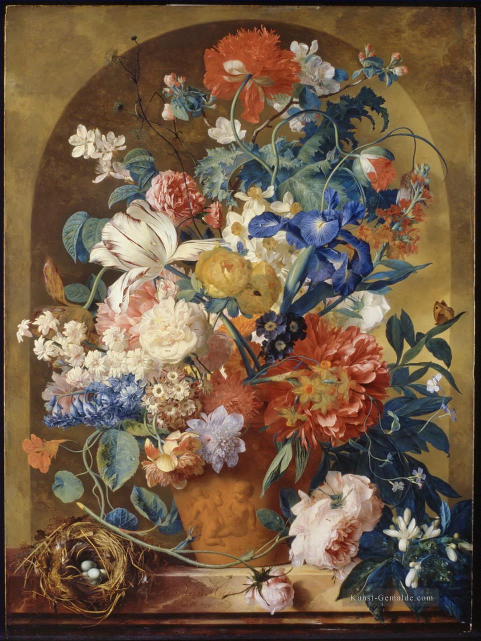 Stillleben der Blumen in einer Terrakotta Vase vor der Nische Jan van Huysum Ölgemälde
